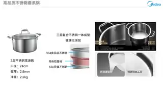 Midea美的 电磁炉配件无MC-TGS2410彩箱产品货号TGS2410奶锅和汤锅GB